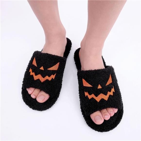 Thanksgiving Pumpkin Slippers for Women & Men Memory Foam Slip On House Slippers - Picture 4 of 7